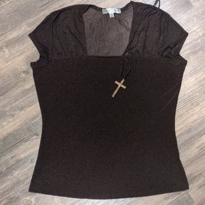 Vintage Suzie slinky mesh shouldered top M